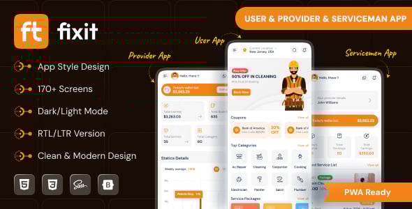 Fixit - Multipurpose On Demand Service PWA HTML Template Fixit - Multipurpose On Demand Service PWA HTML Template