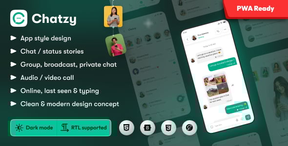 Chatzy - Chat , Message Mobile App PWA Template Chatzy - Chat , Message Mobile App PWA Template