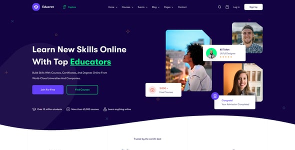 Educrat - Professional LMS Online Education Course Figma Template