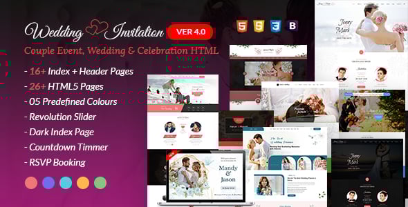 Wedding Event  - Wedding Invitation and Celebration HTML Template