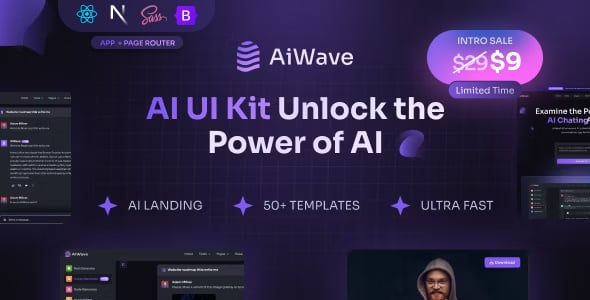 Aiwave - AI SaaS Website + Dashboard React NextJS UI Kit Aiwave - AI SaaS Website + Dashboard React NextJS UI Kit