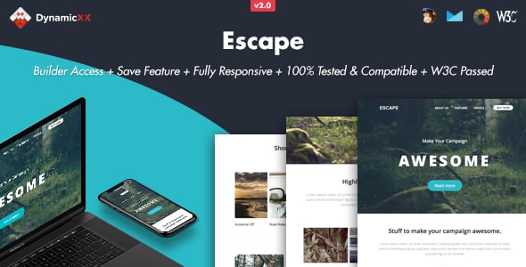Escape - Responsive Email + Online Builder