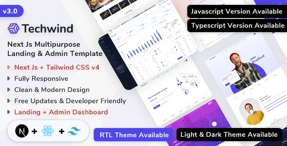 Techwind - NextJs Multipurpose App, Saas & Software Landing & Admin Dashboard Template