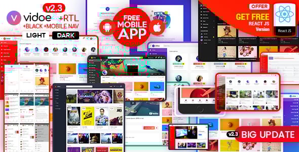 VIDOE - Video Streaming Website HTML, React Template VIDOE - Video Streaming Website HTML, React Template