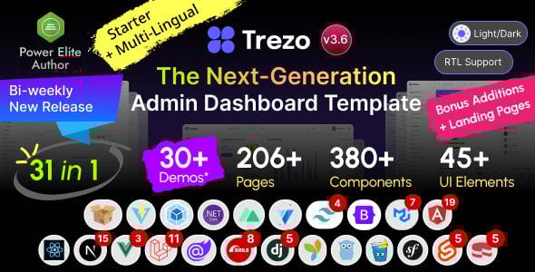 Trezo - Tailwind, Bootstrap, Material, React, Angular, Vue, Laravel ASP.net Admin Dashboard Template