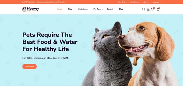 Meowzy - Pets Food and Accessories Store Shopify 2.0 Responsive Theme