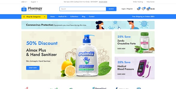 Pharmgy - Medical Store Sectioned Shopify 2.0 Responsive Theme