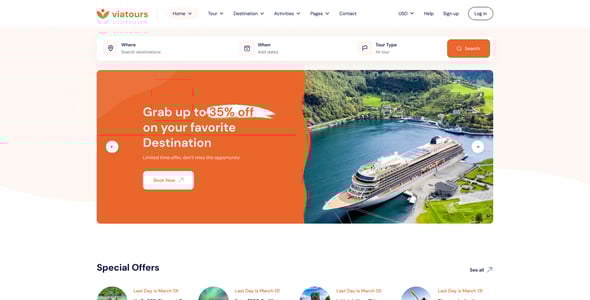ViaTours - Travel & Tour Agency HTML Template ViaTours - Travel & Tour Agency HTML Template