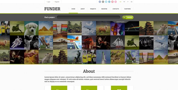 FUNDER - One Page Crowdfunding PSD Template