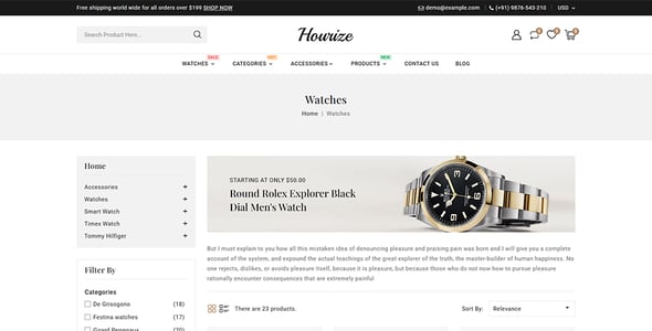 Hourize - Wrist Watch Store Prestashop Responsive Theme