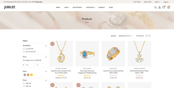 Jubilee - Jewelry Fashion Store Shopify 2.0 Responsive Theme Jubilee - Jewelry Fashion Store Shopify 2.0 Responsive Theme