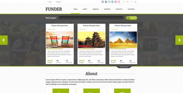 FUNDER - One Page Crowdfunding PSD Template