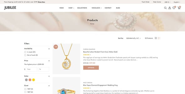Jubilee - Jewelry Fashion Store Shopify 2.0 Responsive Theme Jubilee - Jewelry Fashion Store Shopify 2.0 Responsive Theme
