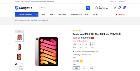 Gadgetic - Electronics & Smart Gadgets Store Shopify 2.0 Responsive Theme