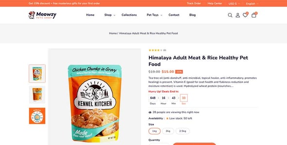 Meowzy - Pets Food and Accessories Store Shopify 2.0 Responsive Theme