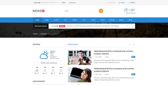 News 24 - Magazine PSD Template