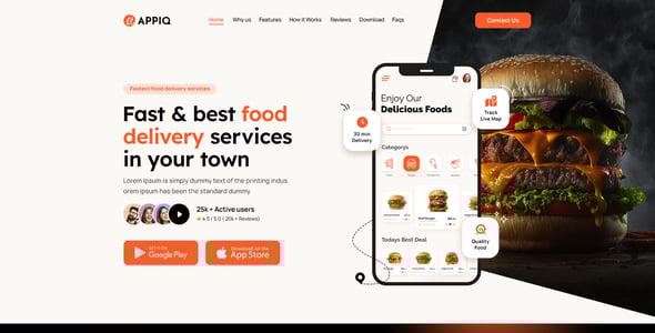 APPIQ - Mobile App Landing Page Responsive HTML Template