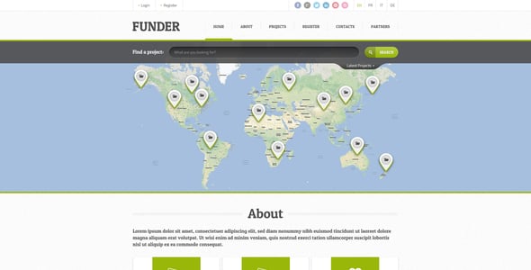 FUNDER - One Page Crowdfunding PSD Template