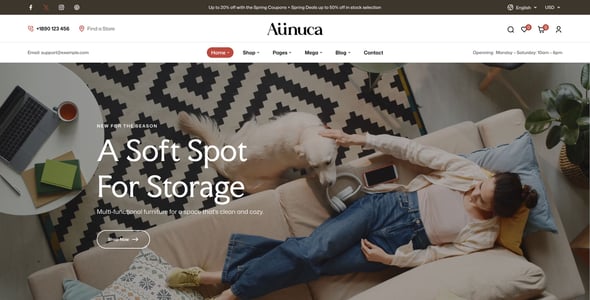 Aunuca - Furniture Store WordPress Theme