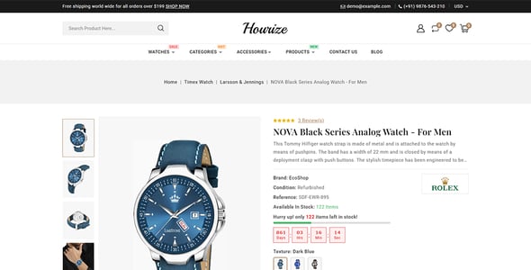Hourize - Wrist Watch Store Prestashop Responsive Theme