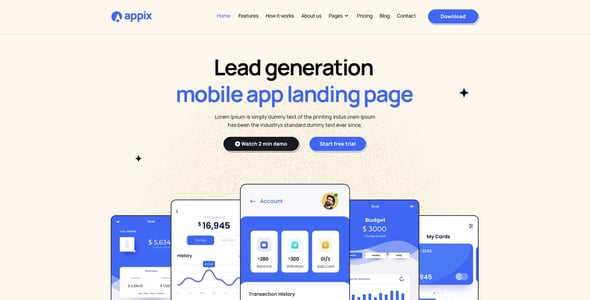 APPIX - Mobile App Landing Page Responsive HTML Template