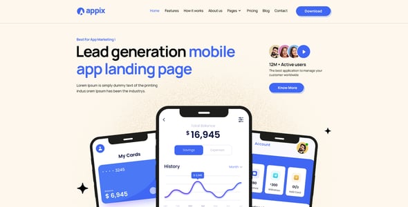 APPIX - Mobile App Landing Page Responsive HTML Template