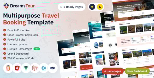 DreamsTour - Html, React, Angular, Vue, Laravel Tour & Travel Booking Bootstrap 5 Template DreamsTour - Html, React, Angular, Vue, Laravel Tour & Travel Booking Bootstrap 5 Template