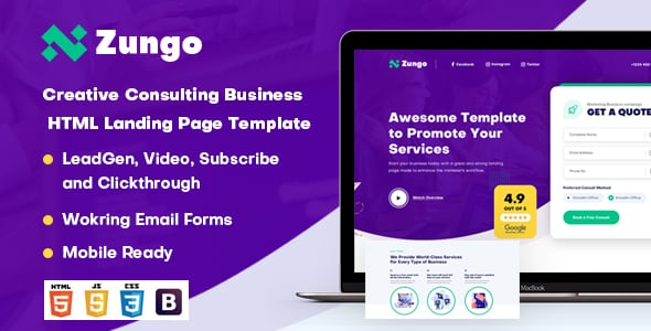 Zungo - Creative Consulting HTML Landing Page Template Zungo - Creative Consulting HTML Landing Page Template