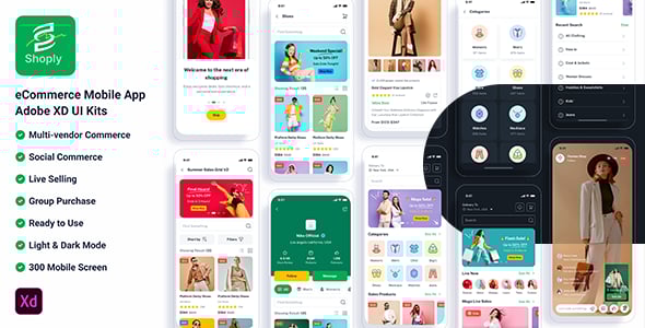 Shoply – eCommerce Mobile App Adobe XD UI Kits