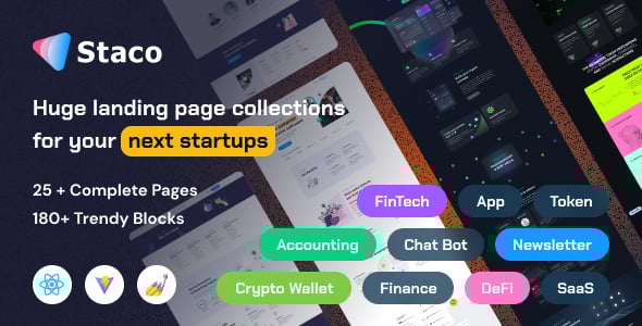 Staco - SaaS Startup Business React Landing Page Template Staco - SaaS Startup Business React Landing Page Template