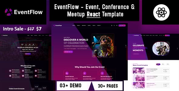 EventFlow - Event, Conference & Meetup React Template