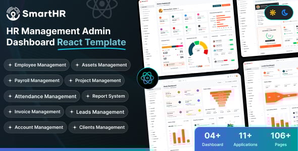 SmartHR - React 19+ & Html HRMS, Payroll, CRM and HR Project Management Admin Dashboard Template