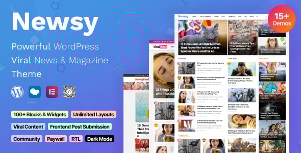 Newsy - Viral News & Magazine WordPress Theme Newsy - Viral News & Magazine WordPress Theme