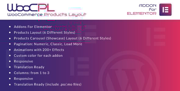 WooCommerce Products Layout for Elementor WordPress Plugin