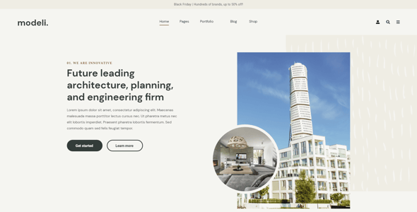 Modeli - Architecture and Engineering Adobe XD Template