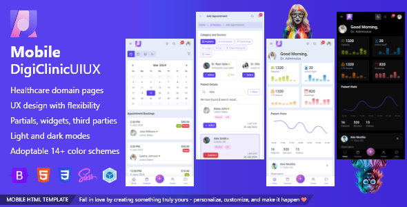 Mobile DigiClinicUIUX Appointment Booking App Bootstrap 5 HTML Template