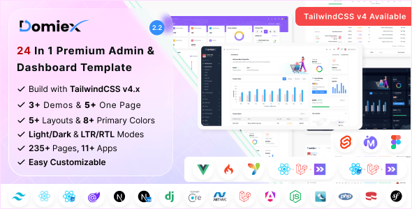 Domiex - Admin & Dashboard Template Domiex - Admin & Dashboard Template