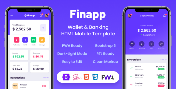 Finapp - Wallet & Banking HTML Mobile Template Finapp - Wallet & Banking HTML Mobile Template