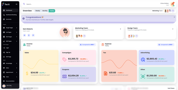 Facit React | React Admin Template (Create React App, Vite or NextJs) [React TS]