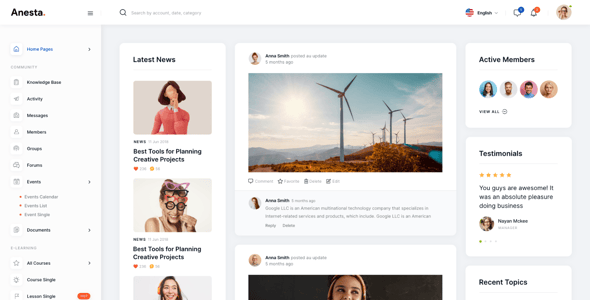 Anesta - Intranet, Extranet, Community and BuddyPress WordPress Theme Anesta - Intranet, Extranet, Community and BuddyPress WordPress Theme