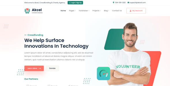 Akcel - Crowdfunding & Charity ASP.NET Core & MVC Bootstrap Template