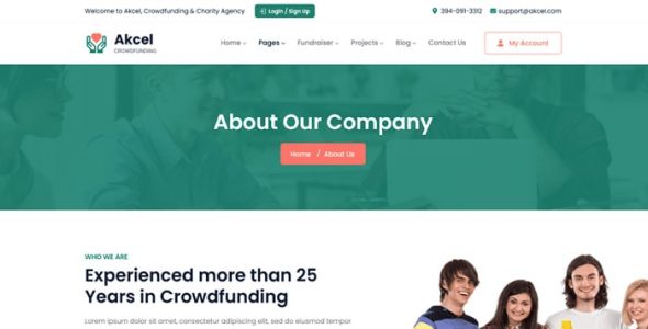 Akcel - Crowdfunding & Charity ASP.NET Core & MVC Bootstrap Template