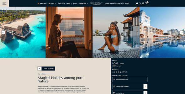 Hotels Holiday - Shopify 2.0 Luxury Hotel Theme