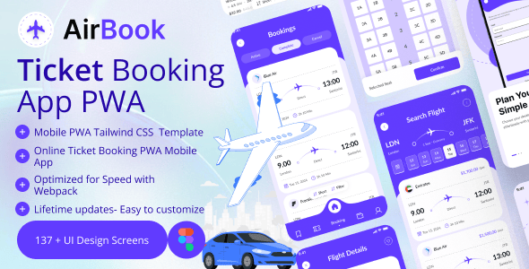 Airbook - Ticket Booking App Mobile Template (Tailwind CSS + PWA) Airbook - Ticket Booking App Mobile Template (Tailwind CSS + PWA)
