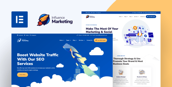Influence Marketing - SEO & Digital Agency Elementor Pro Template Kit