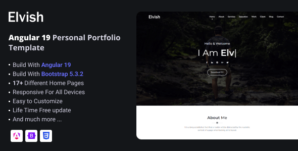 Elvish - Angular 19 Personal Portfolio Template