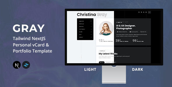 Gray - Tailwind NextJS Personal vCard/Portfolio Template