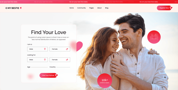 O My Bestie - Dating, Social Network Website Figma Template