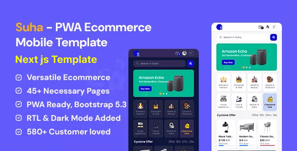 Suha - PWA Ecommerce Mobile React Next js Template Suha - PWA Ecommerce Mobile React Next js Template