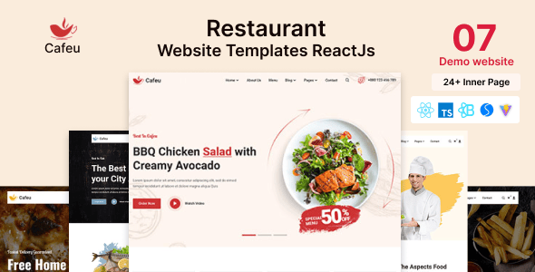 Restaurant Website Template ReactJs - Cafeu Restaurant Website Template ReactJs - Cafeu